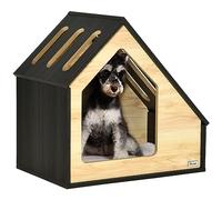 Pawhut Caseta para perros de madera para interior y gatos, con cojín, con techo inclinado para perros pequeños de hasta 8 kg, 60 x 40 x 59,2 cm
