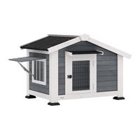 PawHut Caseta para Perros Exterior de Madera Casa para Perros Medianos con Techo Asfático Suelo Extraíble 98x76x69,5 cm Gris