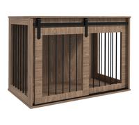 PawHut Caseta para Perros Jaula para Perros, Cerrable, Diseño rústico en efecto madera, 98x58x67 cm, Nogal + Negro Aosom España