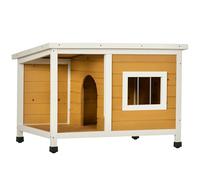 PawHut Caseta para Perros de Madera Casa para Mascotas Refugio para Perros con Techo Asfáltico 85,5x62x60 cm Natural Aosom España