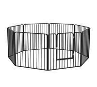 PawHut Cercado para Perros de 8 Paneles Modulables para Interiores y Exteriores, de Acero, 164x164x60 cm, Negro