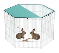 PawHut Cercado Perros 8paneles con Techo 76cm conpuerta Plata Verde | Cercado modular y plegable, recinto portátil, valla para gatos, perros pequeños, interior y exterior.