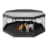PawHut Cercado Plegable 8 Paneles 24" H para Mascotas pequeñas | Almohadilla inferior impermeable, cubierta superior resistente al sol, valla para cachorros, interior exterior