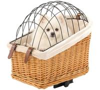 PawHut Cesta para bicicleta para perros y gatos, trenzada a mano, con cojín suave, color marrón claro