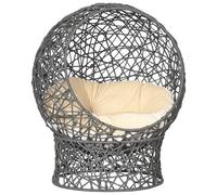 PawHut - Cesta para gatos (cama elevada, para gatos y camas, gran comodidad, soporte desmontable, diseño elevado, 50 x 50 x 60 cm, cojín suave, crema incluido, de cuerda de poliéster, color morado