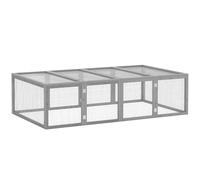 PawHut Clapier cage à lapins extérieur intérieur 2 portes supérieures 181 L x 100 l x 48 H cm bois massif gris