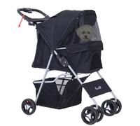 Transportadores Cochecito para Mascotas Plegable Carrito para Perros con Toldo Ajustable Cesta de Almacenaje y Ruedas con Freno
