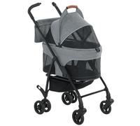 PawHut Cochecito para Perro Carrito 3 en 1 Desmontable Plegable Capazo Extraíble y Sin Cremallera Suspensión Gris