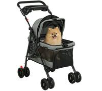 PawHut Cochecito para Perros Plegable 4 Ruedas de EVA 10 kg Ligero Gris