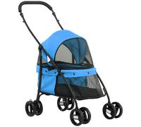 PawHut Cochecito para Perros Plegable Carrito para Mascotas con Ventanas de Malla Cojín y Correa de Seguridad 82x47x97 cm Azul Aosom España