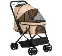 PawHut Cochecito para Perros Plegable con Ruedas Universales Caqui