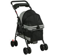 PawHut Cochecito para Perros Plegable de 4 Ruedas de EVA Giratorio y Freno Ventanas de Malla Cojín Lavable Portavasos Gris