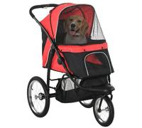 PawHut Cochecito plegable para perros medianos y pequeños rojo | Cochecito jogging, ruedas caucho, cojín lavable, para perros.
