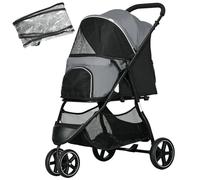 PawHut Cochecito plegable para perros pequeños, 10 kg, gris