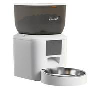 Pawhut comedero automático 4l wifi 2.4g, dispensador de comida para gatos perros con control app, 2 cuencos, 1-10 comidas al día, grabadora voz 10s, antiatascos, 2 fuentes alimentación, fácil limpiar