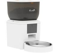 PawHut Comedero Automático 4L WiFi 2.4G para Gatos Perros con Control App 2 Cuencos 1-10 Comidas al Día Grabadora Voz 10s