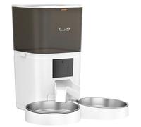 PawHut Comedero Automático 6L WiFi 2.4G con Control App 2 Cuencos Programable 1-10 Comidas Grabadora Voz 10s Fácil de Limpiar