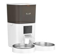 PawHut Comedero Automático 6L WiFi 2.4G, Dispensador de Comida para Gatos y Perros con Control App, 2 Cuencos, 1-10 Comidas al Día, Grabadora Voz 10s, 2 Fuentes de Alimentación, Fácil de Limpiar