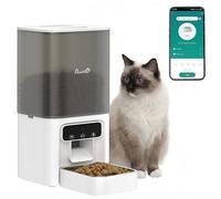 PawHut Comedero automático para gatos con cuenco de acero inoxidable, dispensador de comida para gatos WiFi de 4.5 L con temporizador de hasta 10 comidas, grabadora de voz, comedero automático