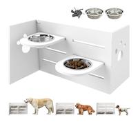 PawHut Comedero Elevado de 3 Alturas Ajustables para Perros - 2 Cuencos de 1L y Alfombrilla Antivoracidad - para Razas Pequeñas Medianas y Grandes Blanco