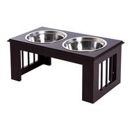 Pawhut comedero elevado doble marrón para perros