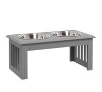PawHut Comedero Elevado para Perros con 2 Cuencos Extraíbles de Acero Inoxidable 58,4x30,5x25,4 cm Gris Aosom España