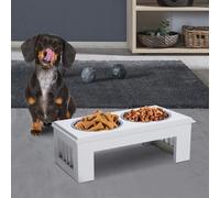 PawHut Comedero Elevado para Perros con 2 Cuencos Extraíbles y Soporte Acero White