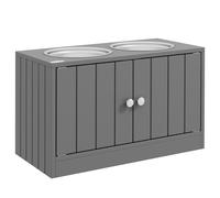 PawHut Comedero Elevado para Perros Grandes con 2 Cuencos de 2000ml y Almacenamiento Oculto 60x30x35,5 cm Gris