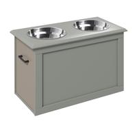 PawHut Comedero Elevado para Perros Grandes con 2 Cuencos de 2000ml y Almacenamiento Oculto 60x30x41 cm Gris