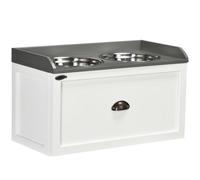 PawHut Comedero Elevado para Perros Grandes con 2 Tazones 60x30x36 cm Blanco White 60x30x36 cm
