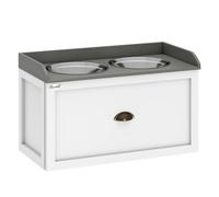 Pawhut comedero elevado para perros grandes cuencos para perros con 2 tazones 2000ml de acero inoxidable y cajón oculto soporte de madera para mascotas 60x30x36 cm blanco 60 cm