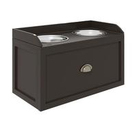 Pawhut comedero elevado para perros grandes cuencos para perros con 2 tazones 2000ml de acero inoxidable y cajón oculto soporte de madera para mascotas 60x30x36 cm marrón 30 cm