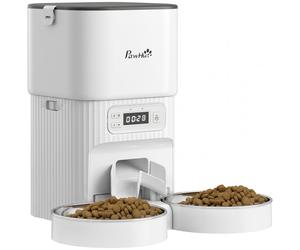 Pawhut Comedero Gato Automático 4l 1-6 Comidas Al Día 2 Cuencos Antiatascos