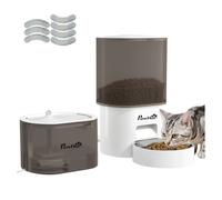 PawHut Comedero Gato Automático Dispensador Comida Gatos Perros de 3L con Control de App 1-10 Comidas al Día Filtros y Luz LED Juego de Comedero y Bebedero Automático Silencioso con Cable USB o Pilas