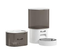 Pawhut comedero gato automático dispensador comida gatos perros de 3l con control de app 1-10 comidas al día filtros y luz led juego de comedero y bebedero automático silencioso con cable usb o pilas