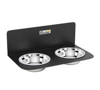 PawHut Comedero para perros ajustable en altura comedero de pared con 2 x 800 ml cuencos de acero inoxidable 42 x 23,5 x 14 cm Negro