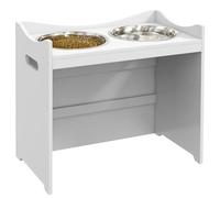 PawHut Comedero para Perros Elevado, Altura Ajustable, con Soporte, 2 Cuencos de Acero Inoxidable de 2 litros, comedero Lento Ajustable, comedero para Perros para Todos los tamaños de Perros, Color