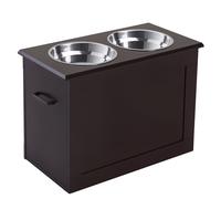 PawHut Comedero Perro Elevado con 2 Cuencos de Acero Inoxidable 2x2000 ml Comedero Elevado para Perros Grandes con Tapa Abatible y Almacenamiento