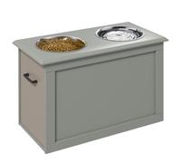 PawHut Comedero Perro Elevado con 2 Cuencos de Acero Inoxidable 2x2000 ml Comedero Elevado para Perros Grandes con Tapa Abatible y Almacenamiento Oculto Gris