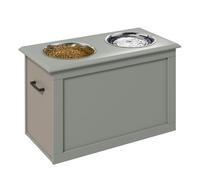 PawHut Comedero Perro Elevado con 2 Cuencos de Acero Inoxidable 2x2000 ml Comedero Elevado para Perros Grandes con Tapa Abatible y Almacenamiento