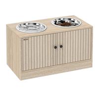 PawHut Comedero Perro Elevado con 2 Cuencos de Acero Inoxidable 2x2000 ml Cuencos Elevados para Perros Grandes con 2 Puertas, Comedero Lento,