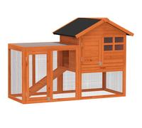 PawHut Conejera 2 Niveles Jaula para conejos con techo bituminoso impermeable Recinto exterior Rampa Puertas Madera 123,5x62,6x92,5 cm Naranja