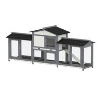 PawHut Conejera 2 plantas Jaula para conejos Madera 230 x 53 x 93,5 cm Resistente al invierno con techo asfáltico Corral bandeja extraíble