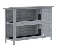 PawHut Conejera con bandejas Anti-Fugas, Divisor, 136 x 50 x 93 cm, Gris