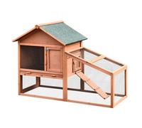 PawHut Conejera de Exterior Hecha de Madera Jaula para Conejos Dos Niveles con Techo Puerta y Ventana Bandeja Extraíble y Lavable Alta Comodidad Gran Espacio 144x64.5x100cm