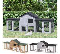 PawHut Conejera de Exterior para 2-4 Conejos con Techo Asfáltico Bandeja Green 210x45.5x84.5 cm
