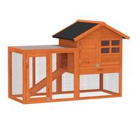 PawHut Conejera de Madera 2 Pisos 123.5x62.6x92.5cm Naranja