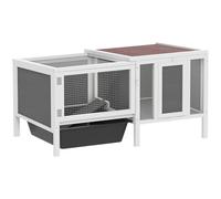 PawHut Conejera de Madera con rampa 105x57,5x51,5 cm
