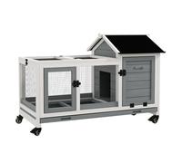 PawHut Conejera de Madera con Ruedas Techo Abatible 108x58x73,5 cm Gray 108x58x73.5 cm