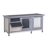 PawHut Conejera de Madera con Techo Abatible y Puertas 112x50x54 cm Gris Gris
